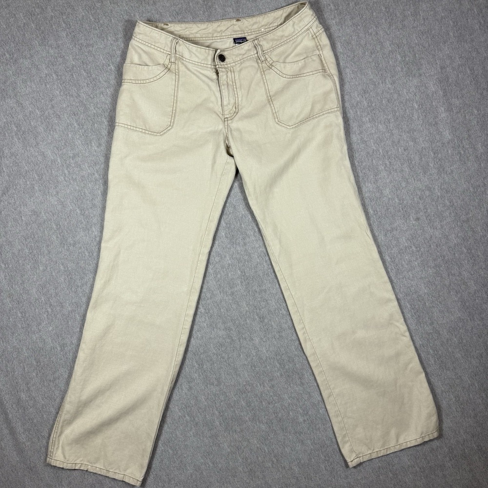 PATAGONIA Pants Women's Size 8 - Island Hemp Pants Beige Boho Travel Outdoors